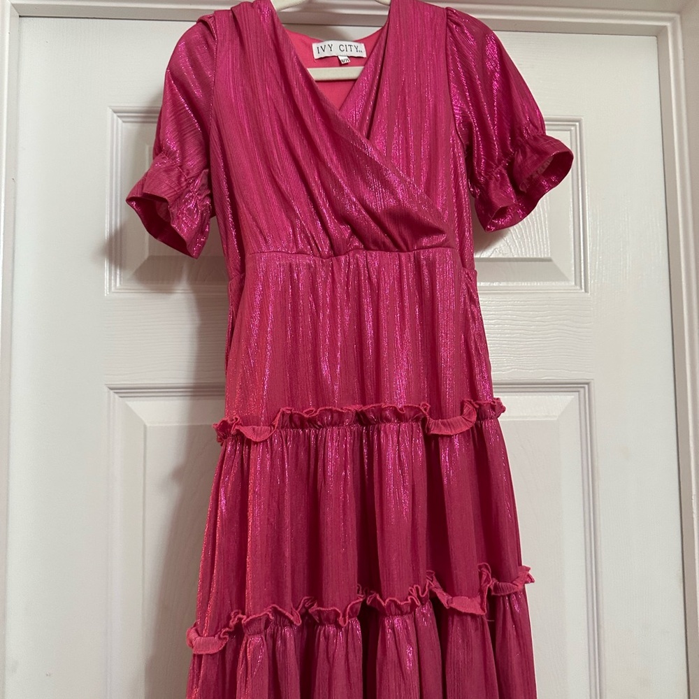 Ivy City Co mini Millie Shimmery Hot Pink Tiered Girls' Formal Dress